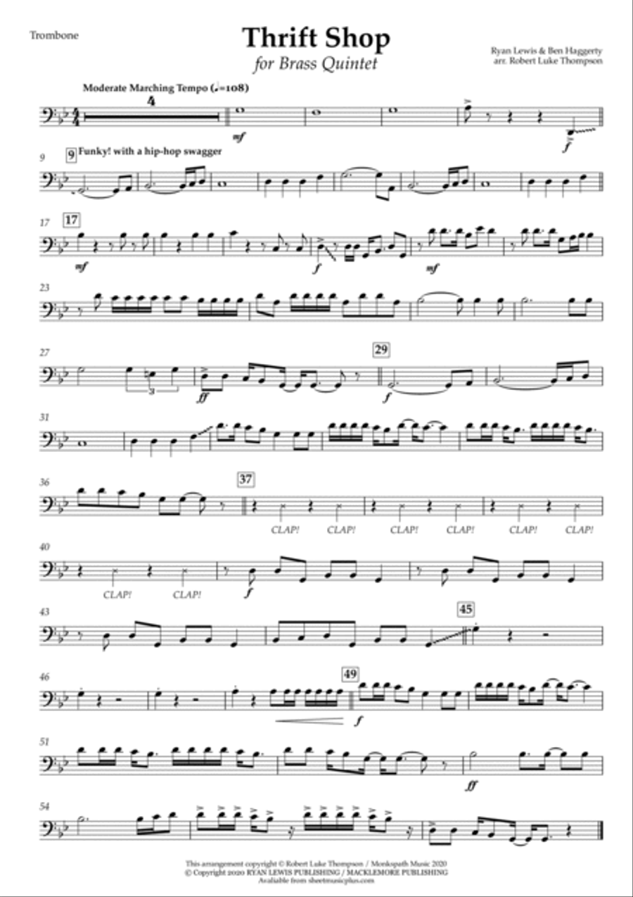 Thrift Shop Baritone Horn TC Digital Sheet Music Sheet Music