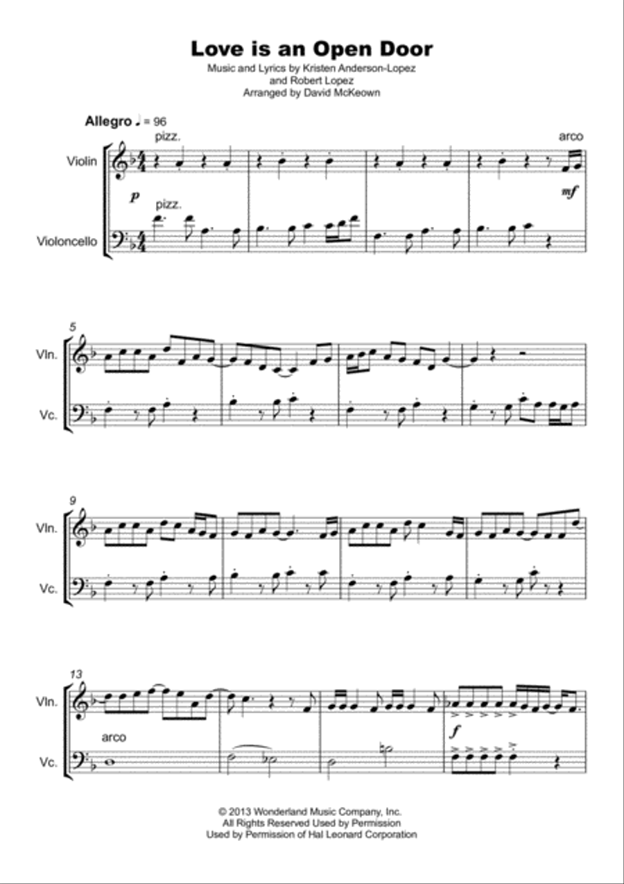 Love Is An Open Door String Duet scores gallery preview page 2