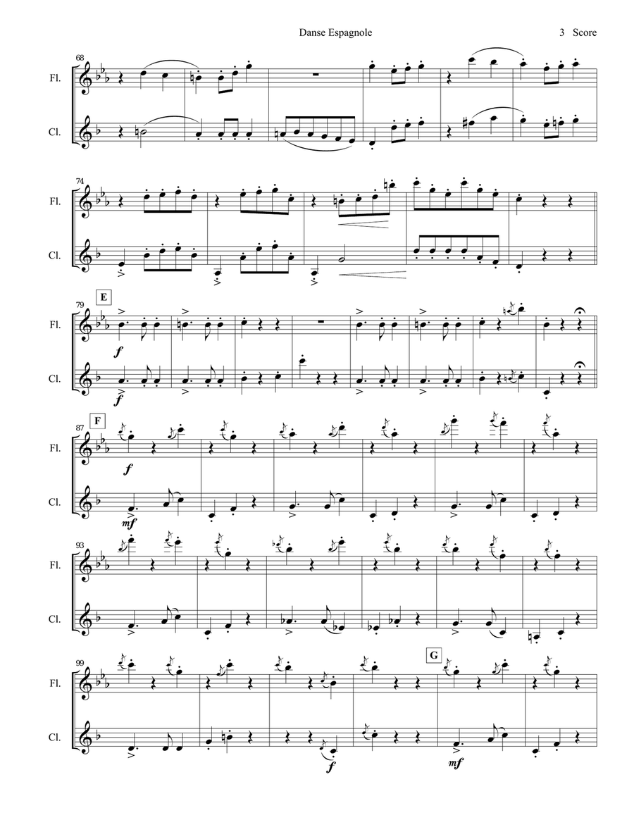 Danse Espagnole for Flute and Clarinet Duet Woodwind Duet scores gallery preview page 4