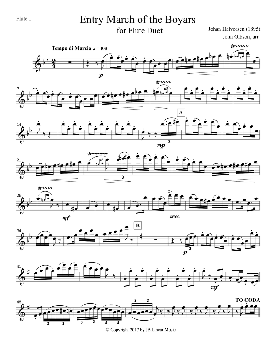 March of the Boyars - Two Flutes Flute Duet scores gallery preview page 2