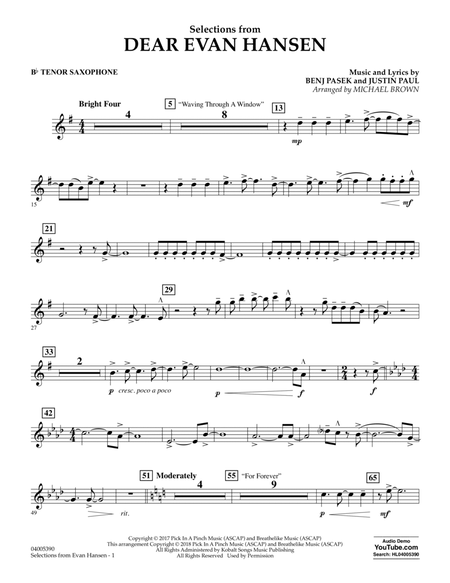 Selections from Dear Evan Hansen - Bb Tenor Saxophone