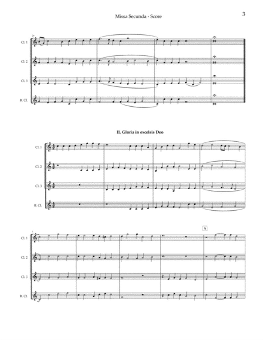 Missa Secunda Clarinet Quartet scores gallery preview page 4