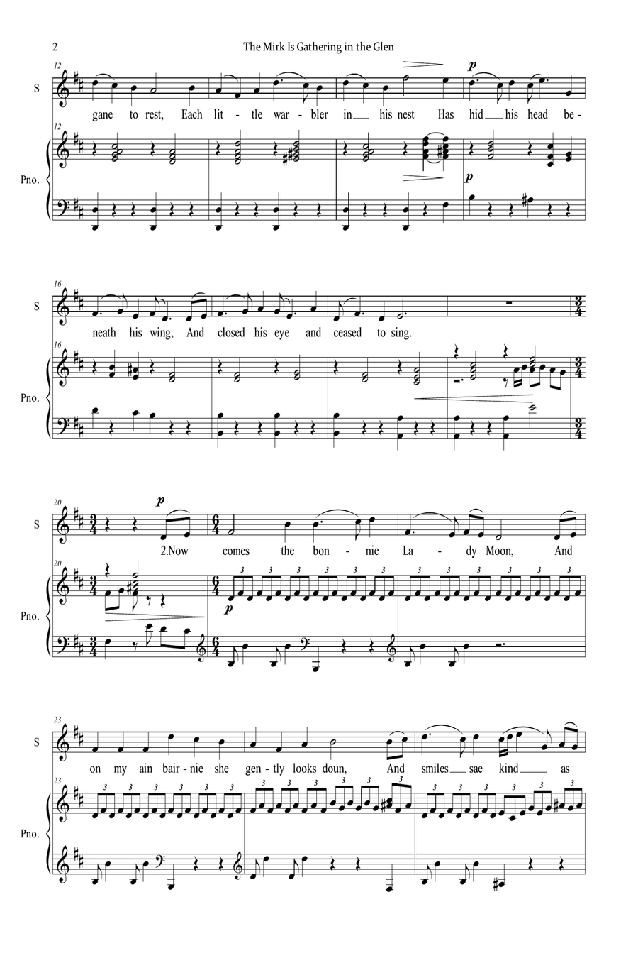 The Mirk Is Gathering in the Glen (Highland Cradle Song) Piano, Vocal scores gallery preview page 2