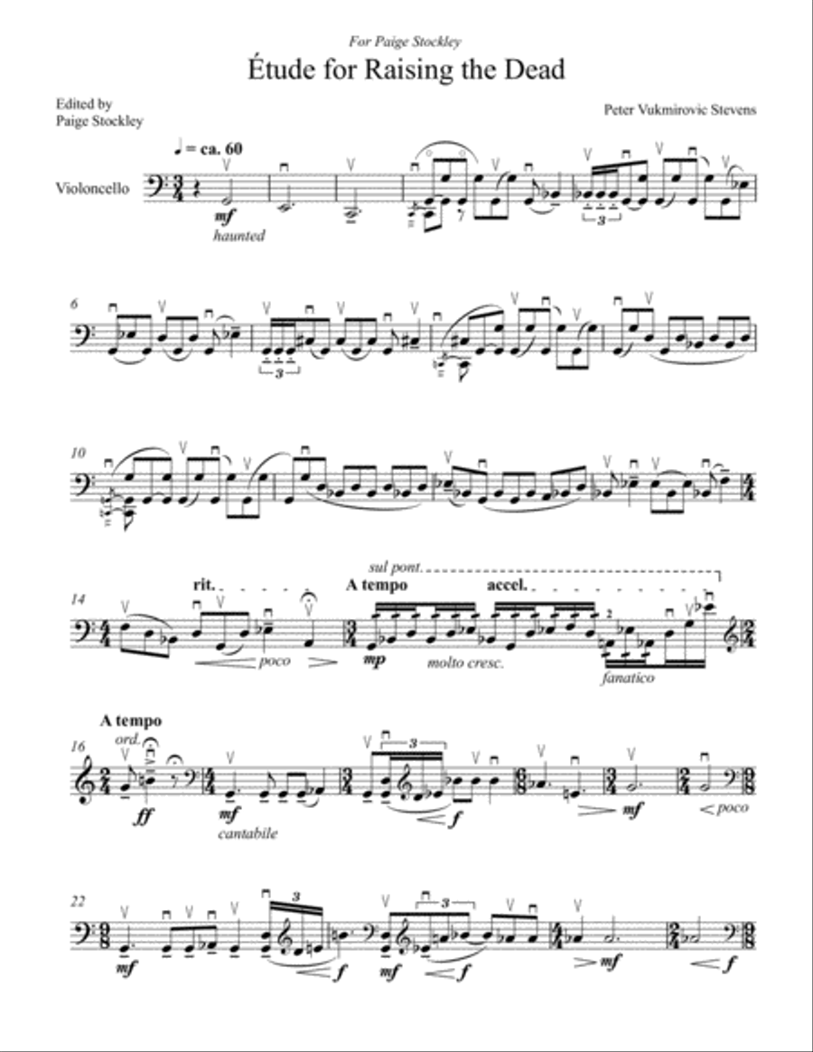 Étude for Raising the Dead Cello Solo scores gallery preview page 1