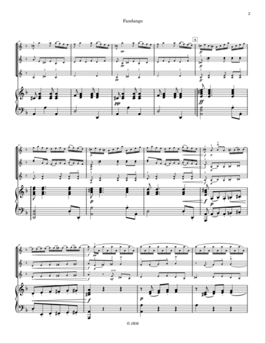 Fandango, finale from Guitar Quintet in D major (flex instrumentation, violins) Guitar Ensemble scores gallery preview page 5