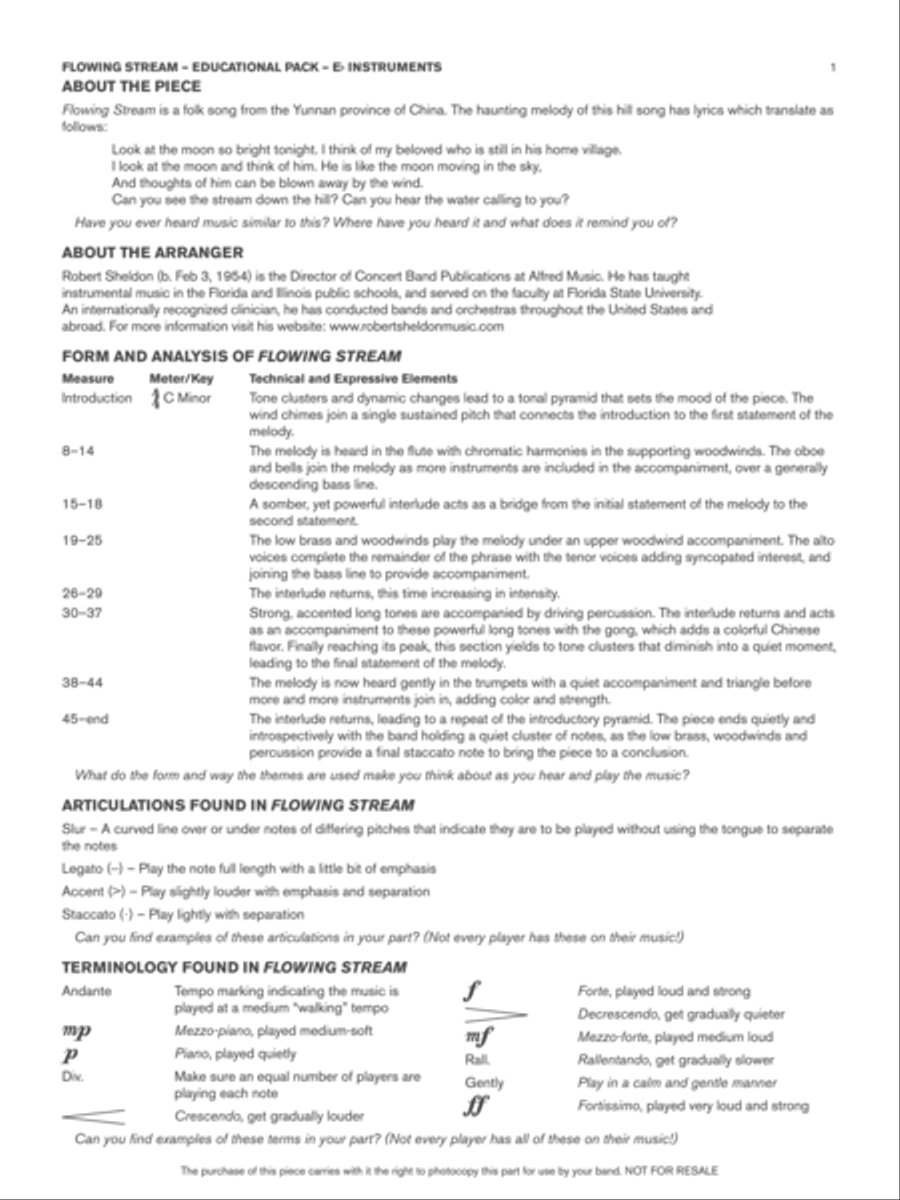 Flowing Stream: Eb Educational Pack Concert Band scores gallery preview page 1