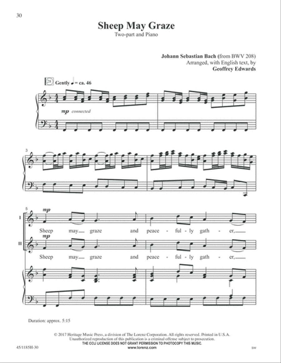 Bach for Young Voices 2-Part scores gallery preview page 30