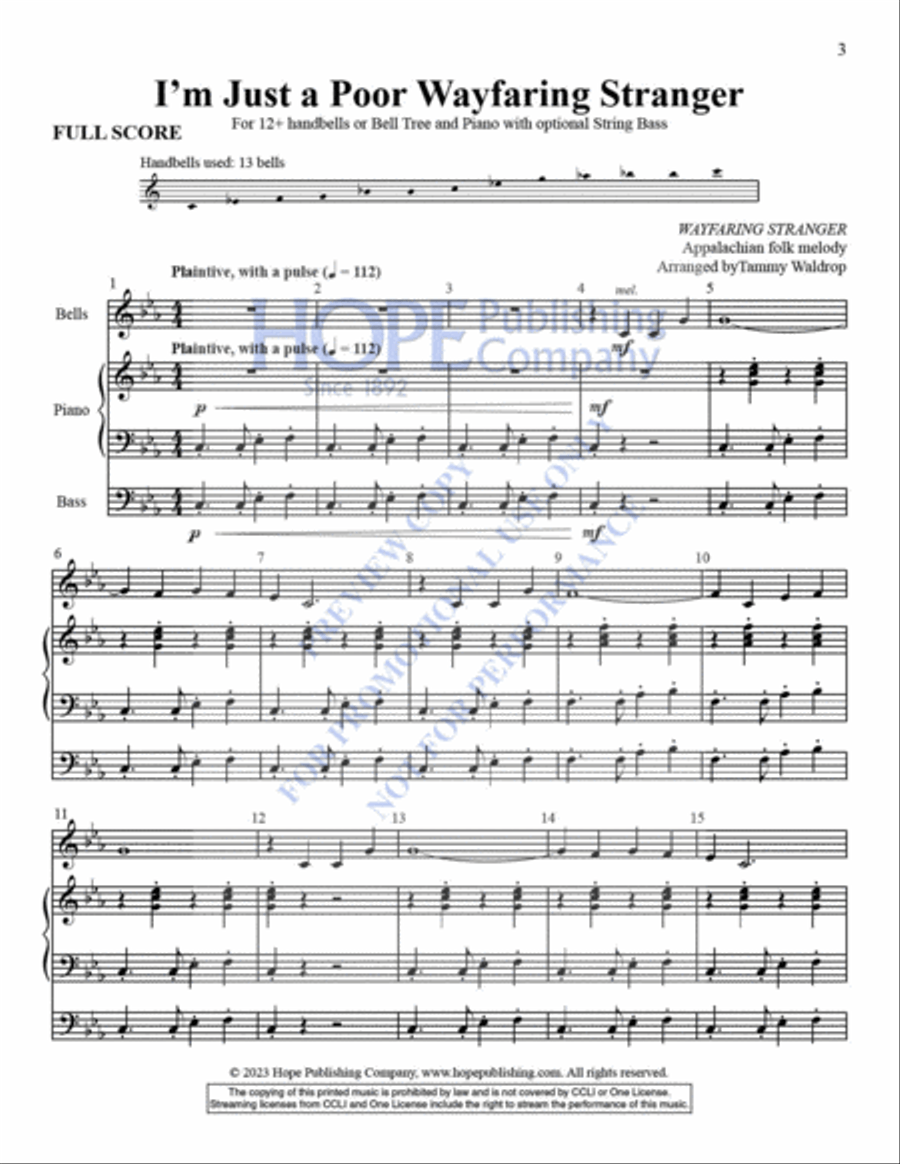 I'm Just a Poor Wayfaring Stranger Handbell Choir scores gallery preview page 4