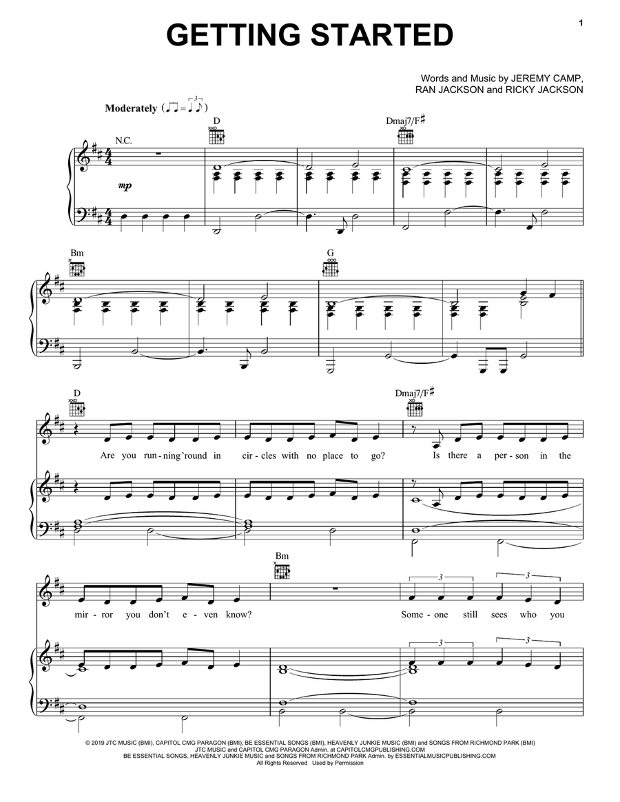 Getting Started Piano, Vocal, Guitar scores gallery preview page 1