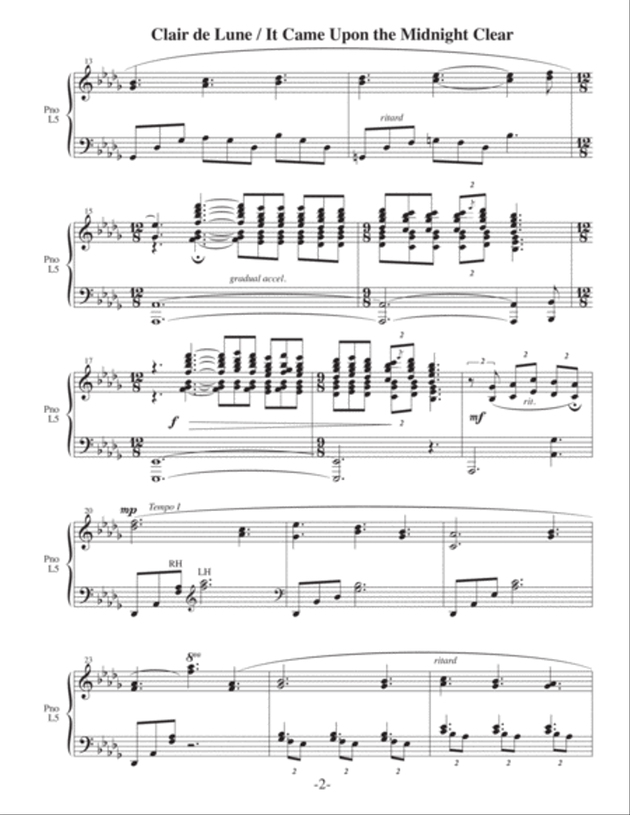 Clair de Lune with It Came Upon The Midnight Clear (Receive 2 for 1!) Piano Solo scores gallery preview page 3