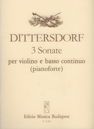 Book cover for 3 sonate per violino e basso continuo (pianoforte)