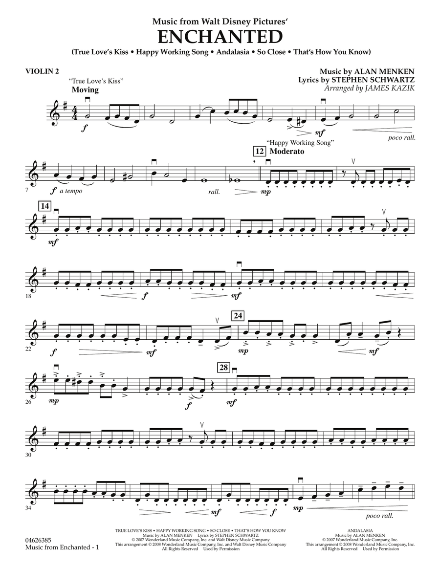 Music from Enchanted - Violin 2 Orchestra scores gallery preview page 1
