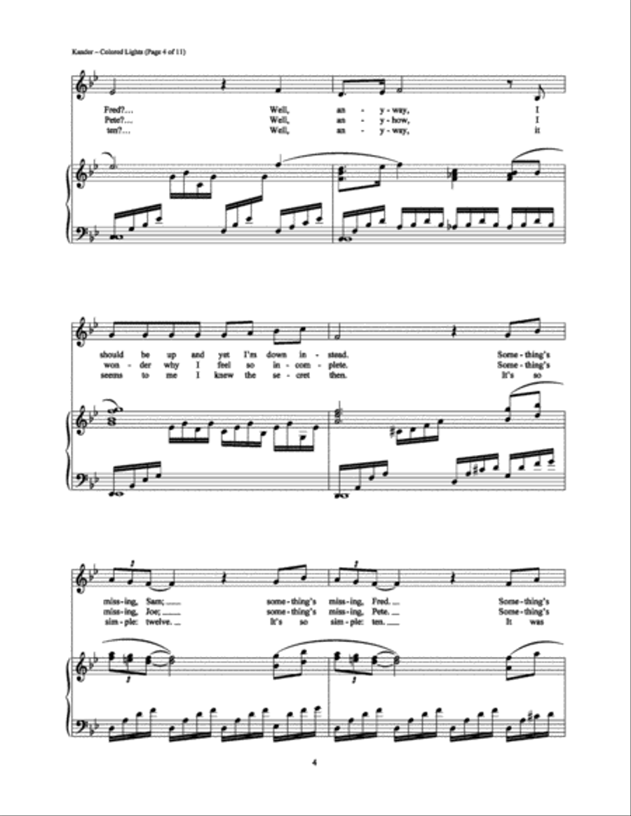 Colored Lights Colored Lights Piano, Vocal, Guitar scores gallery preview page 4