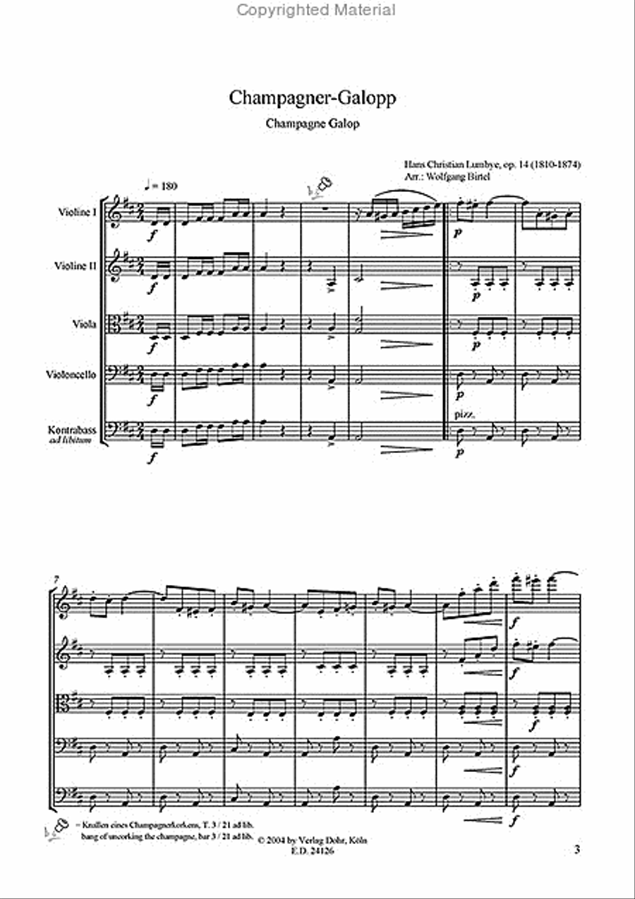 Champagner-Galopp op. 14 (für Streichquartett) String Quartet scores gallery preview page 2