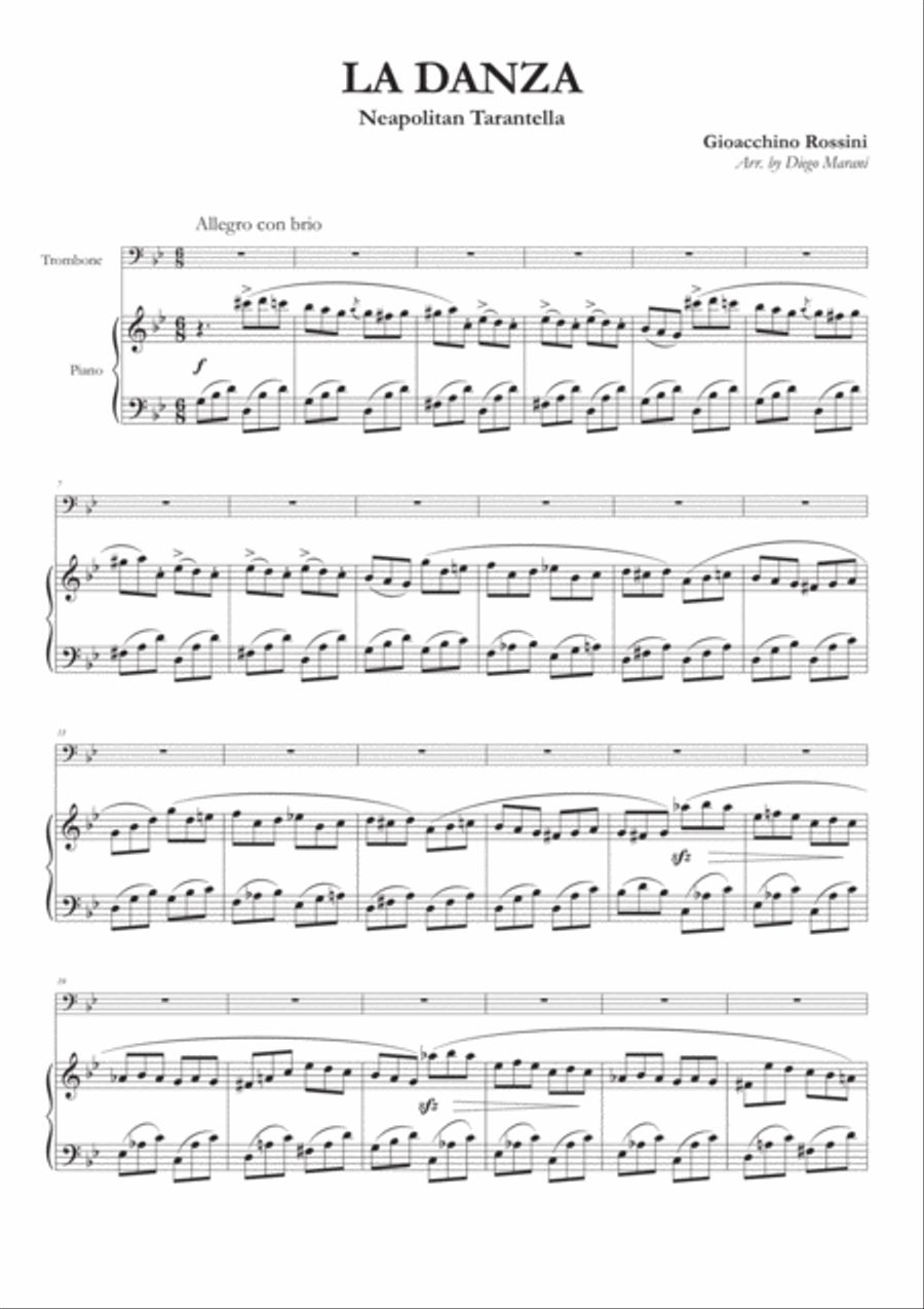La Danza (Neapolitan Tarantella) for Trombone and Piano Brass Ensemble scores gallery preview page 1