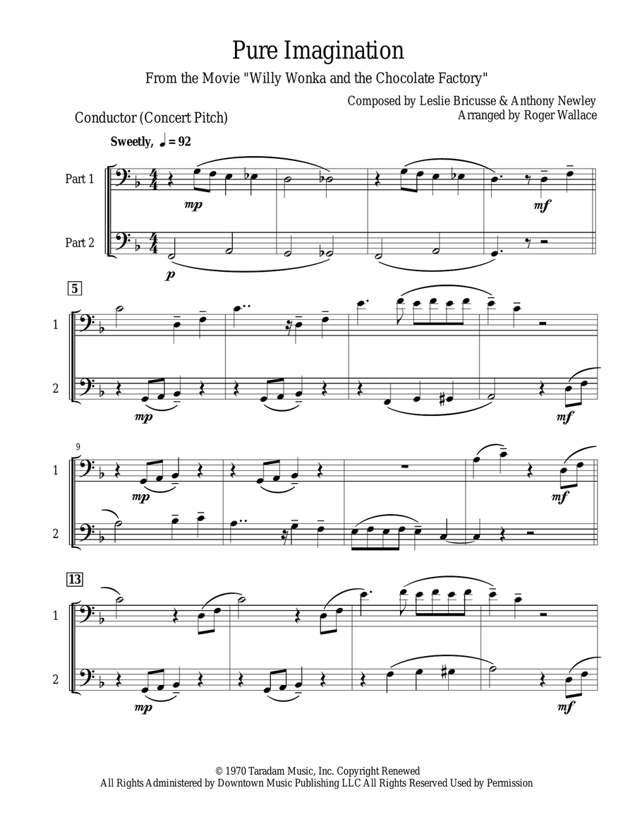 Pure Imagination Trombone Duet scores gallery preview page 2