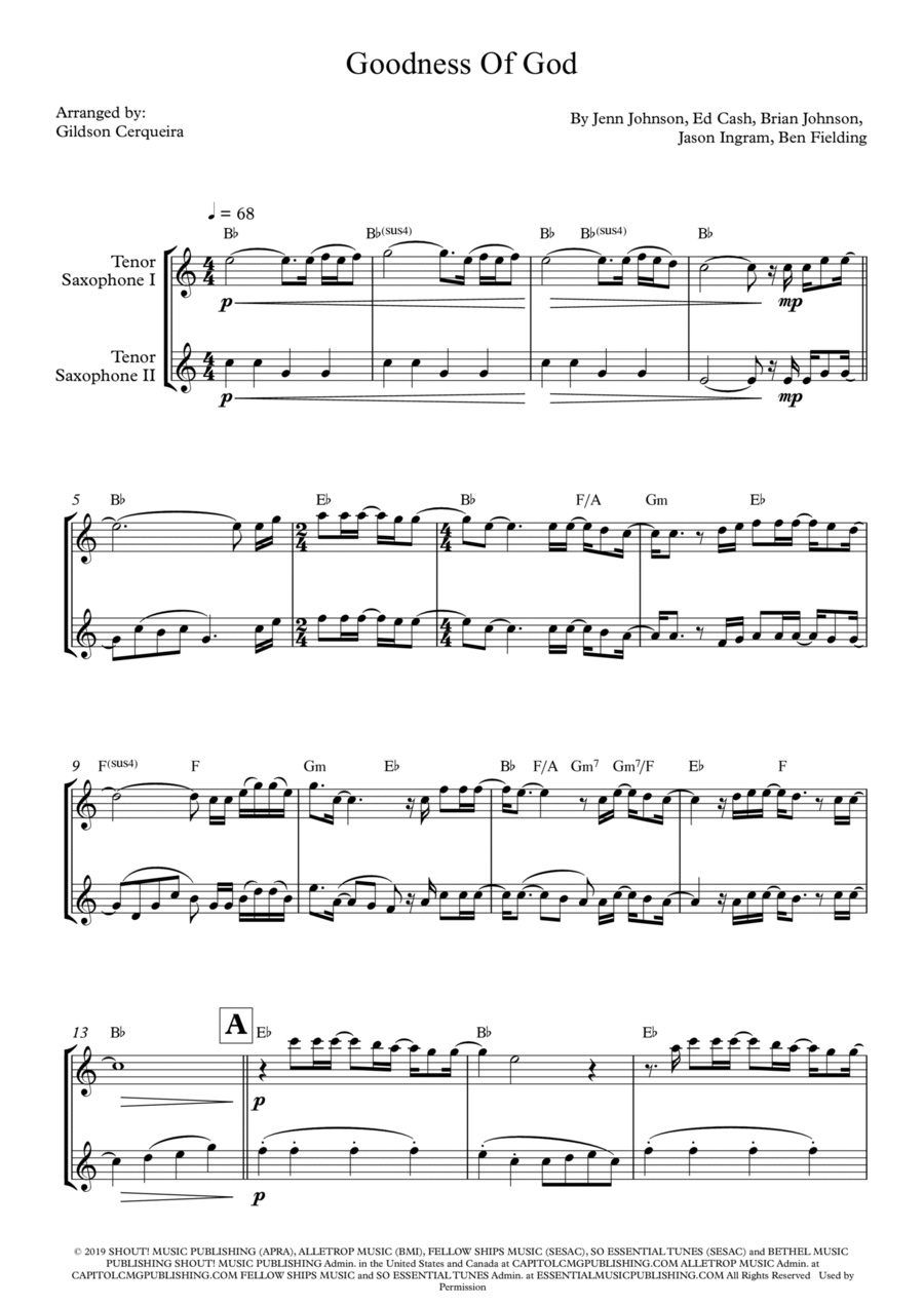 Goodness Of God String Duet scores gallery preview page 1