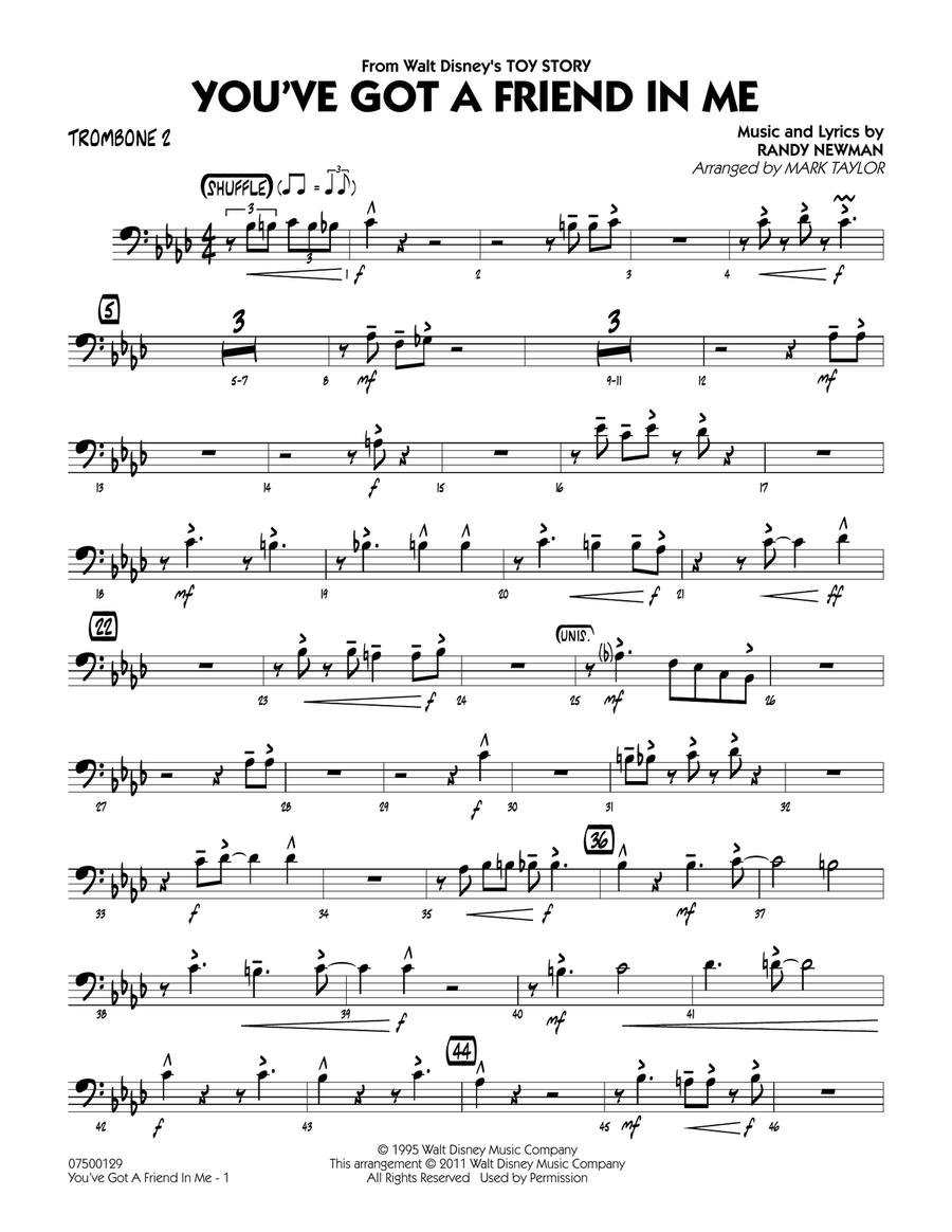 You've Got A Friend In Me (from Toy Story) (arr. Mark Taylor) - Trombone 2 Jazz Ensemble scores gallery preview page 1
