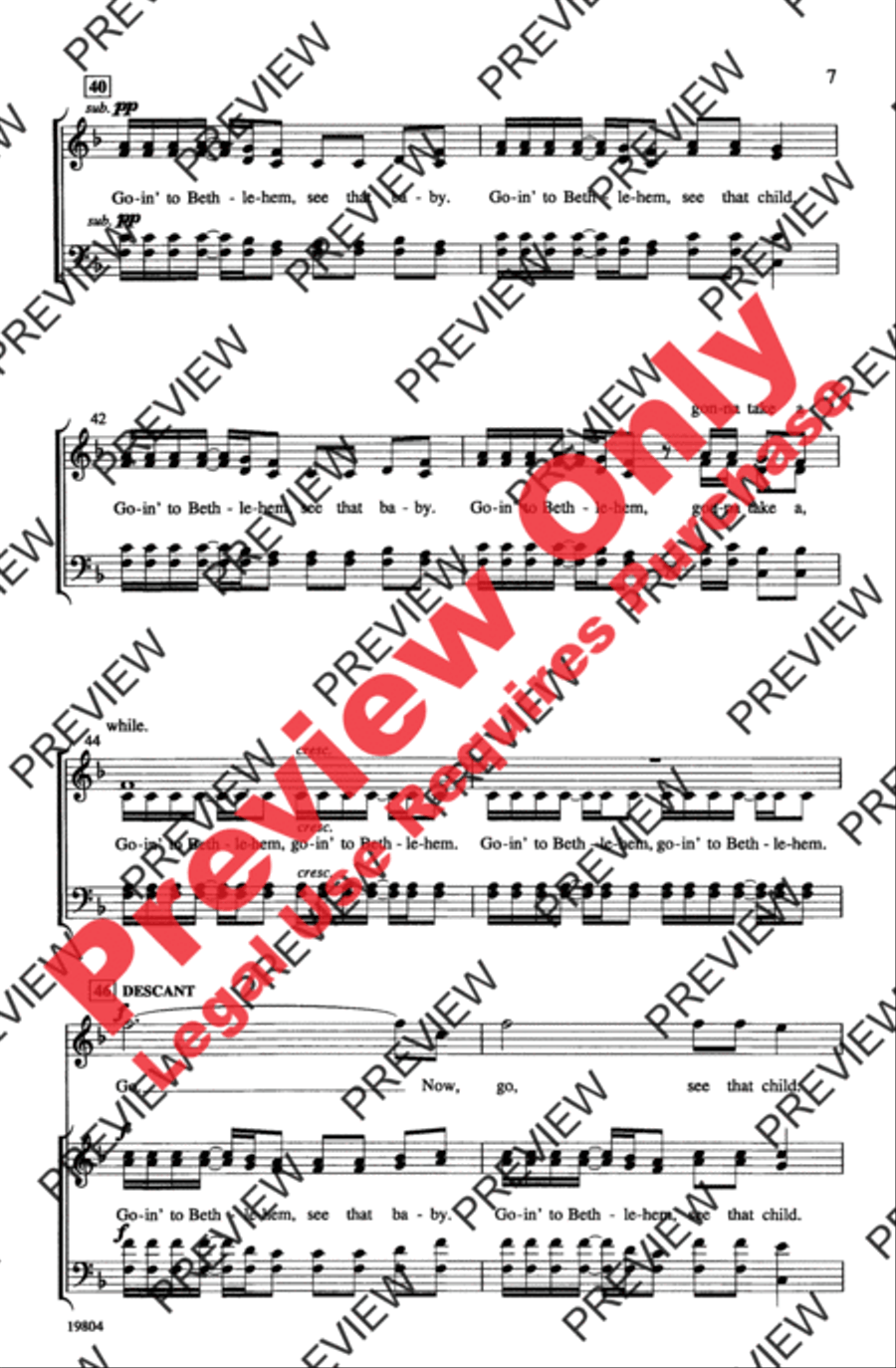 Goin' to Bethlehem 4-Part scores gallery preview page 7