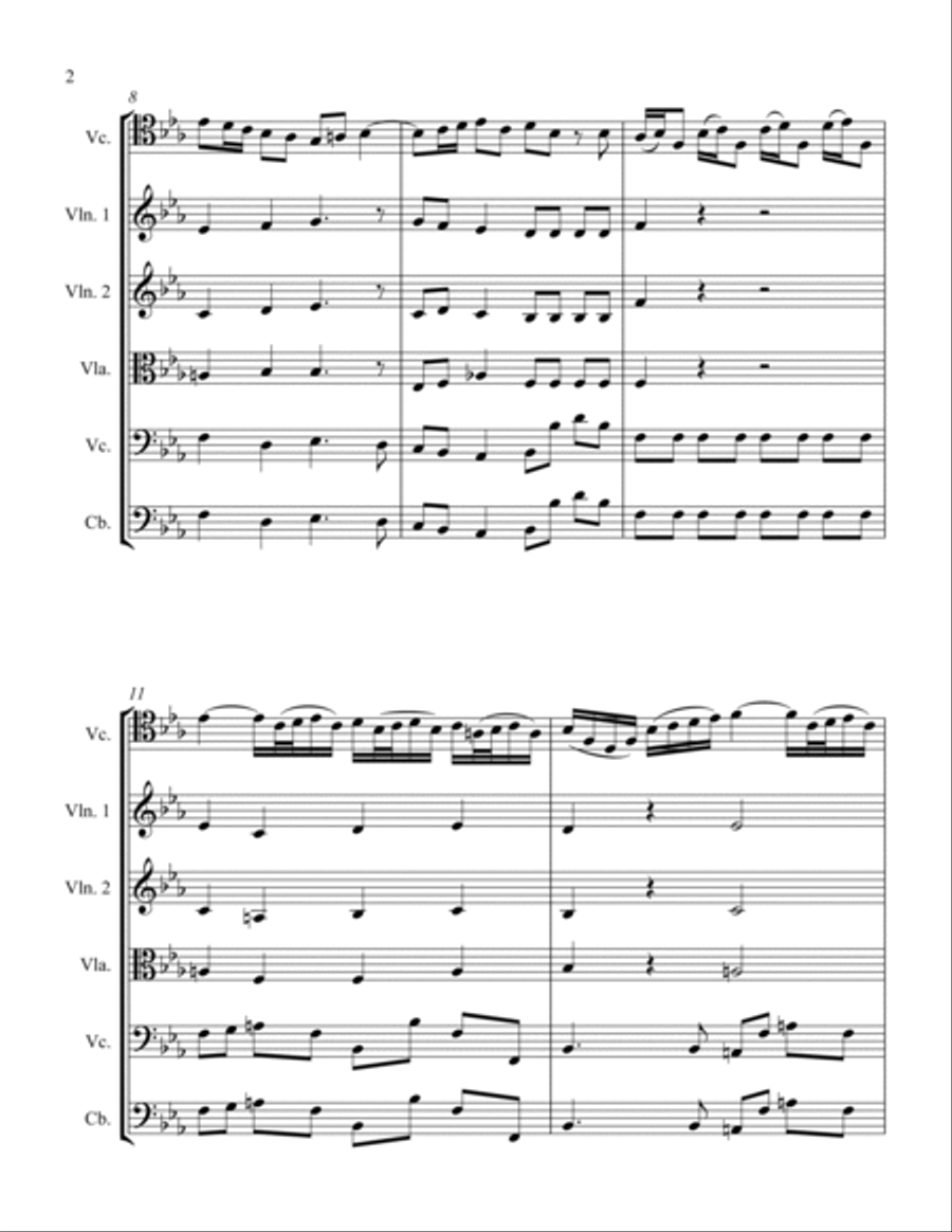 Sonata for Cello RV39 Movement I String Orchestra scores gallery preview page 2