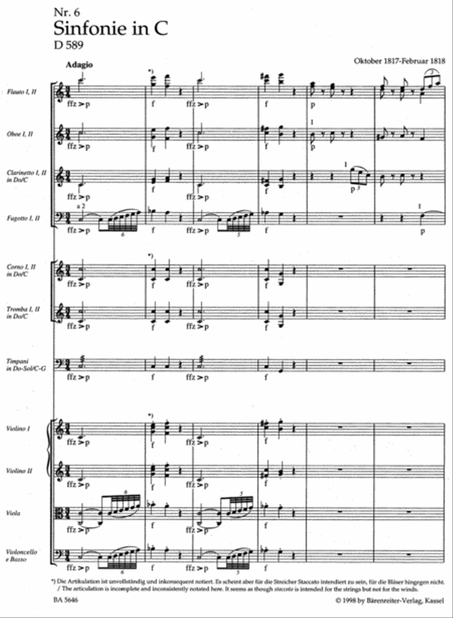 Symphony, No. 6 C major D 589 Orchestra scores gallery preview page 2