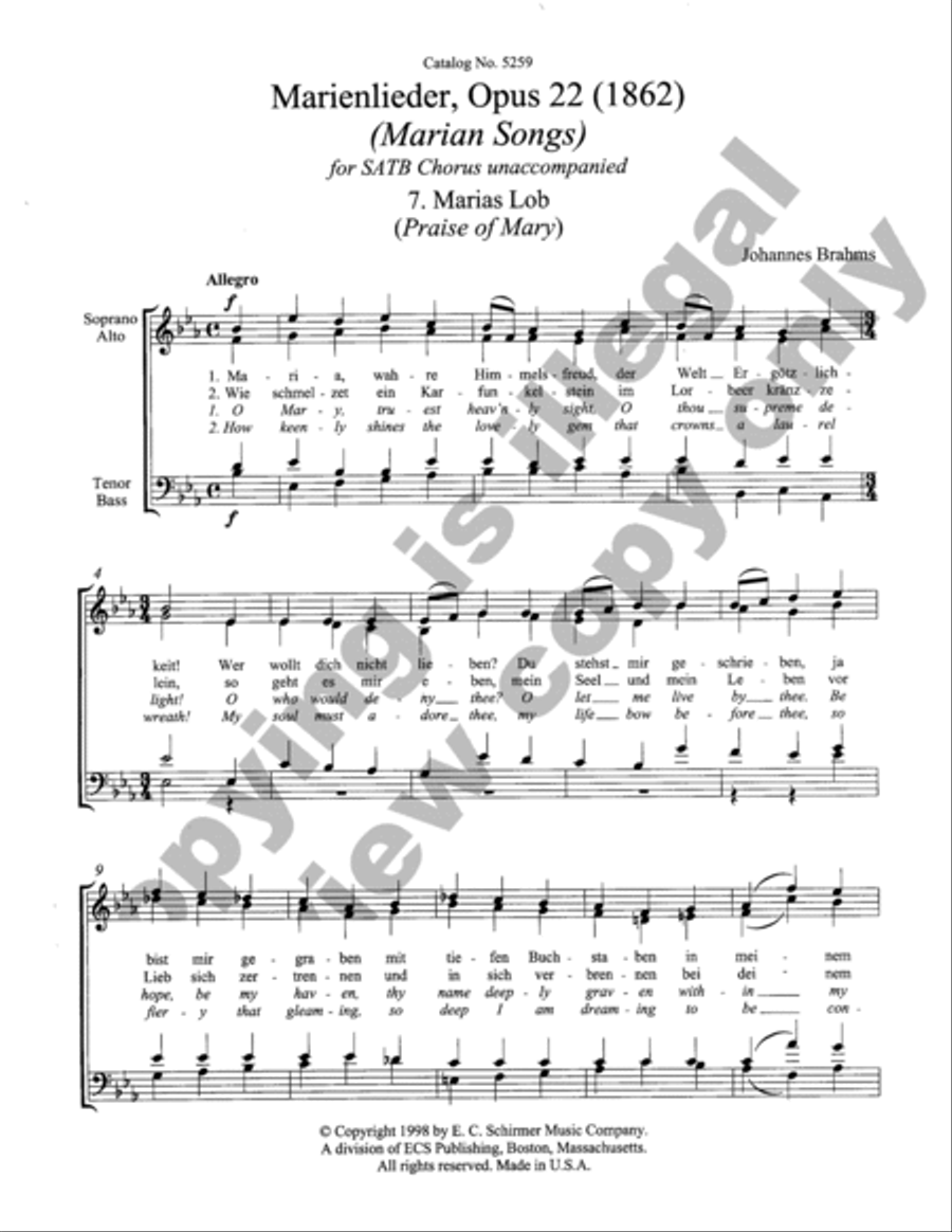 Marienlieder: 7. Marias Lob (Praise Of Mary) 4-Part scores gallery preview page 2