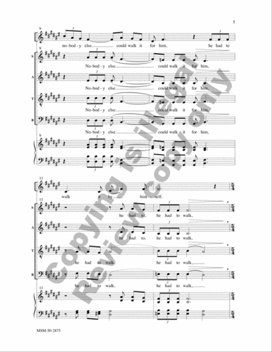 Jesus Walked This Lonesome Valley 4-Part scores gallery preview page 4