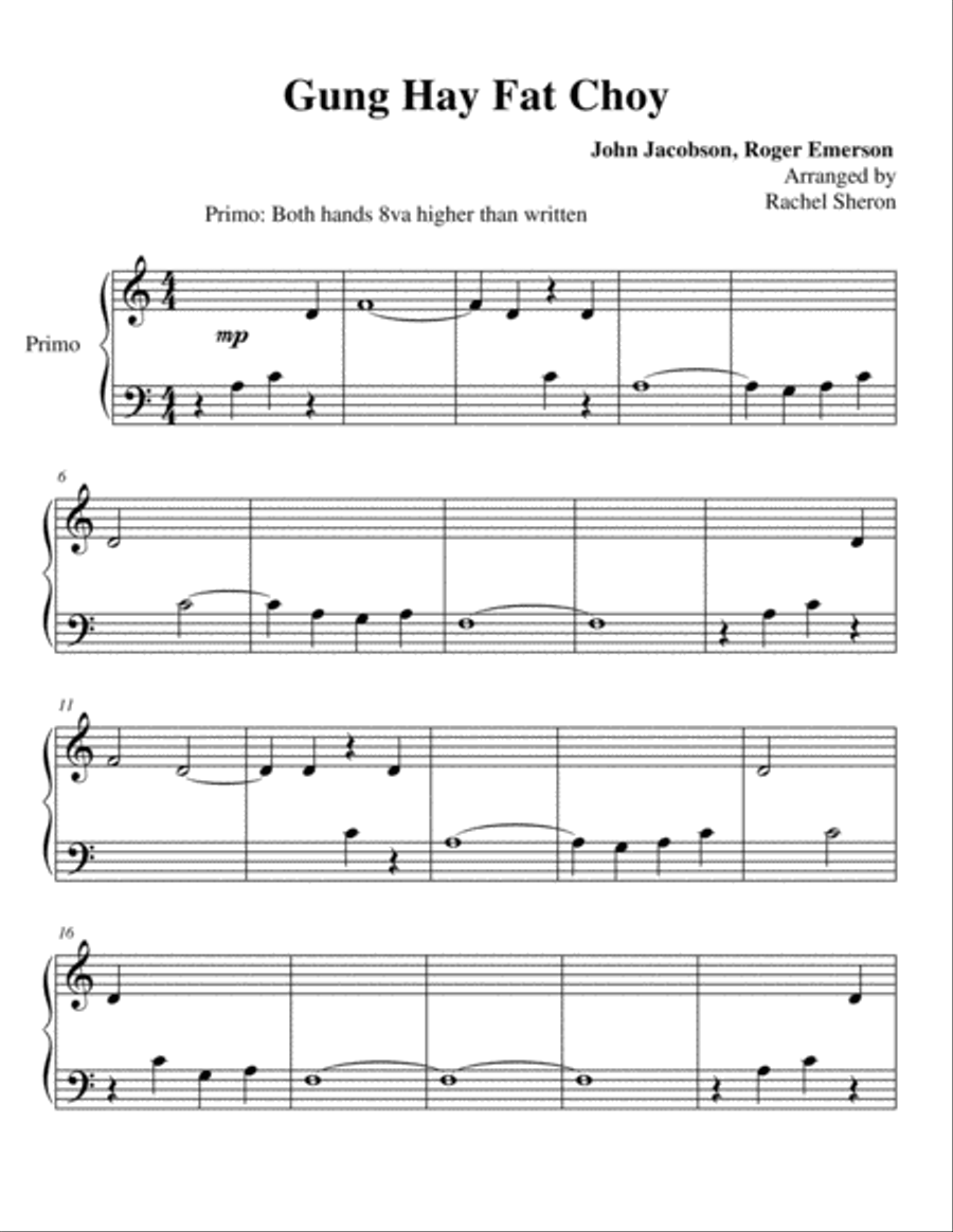 Gung Hay Fat Choy (happy New Year) Easy Piano scores gallery preview page 1