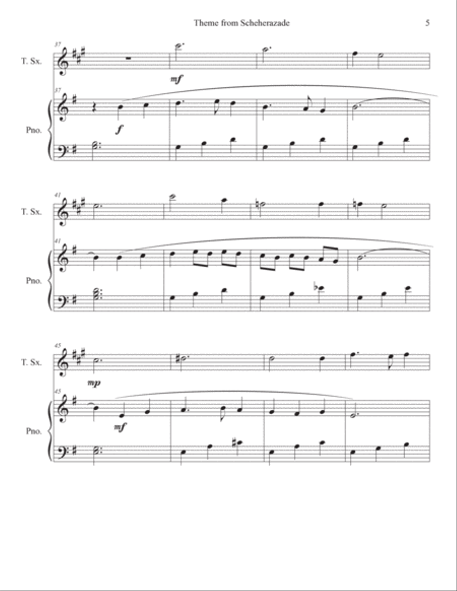 Scheherazade (Movement III) for Tenor Saxophone with Piano Tenor Saxophone scores gallery preview page 5