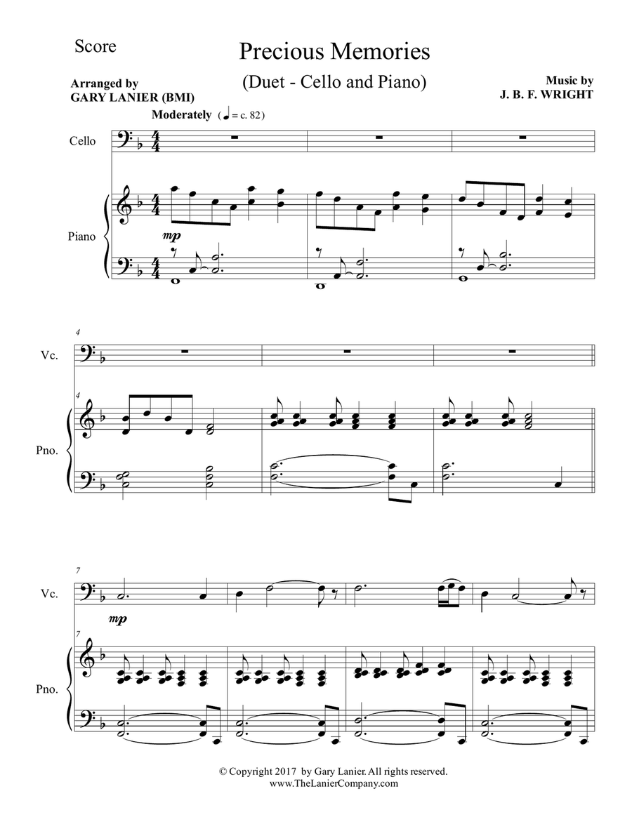 Precious Memories (Duet - Cello & Piano with Score/Part) Piano scores gallery preview page 2
