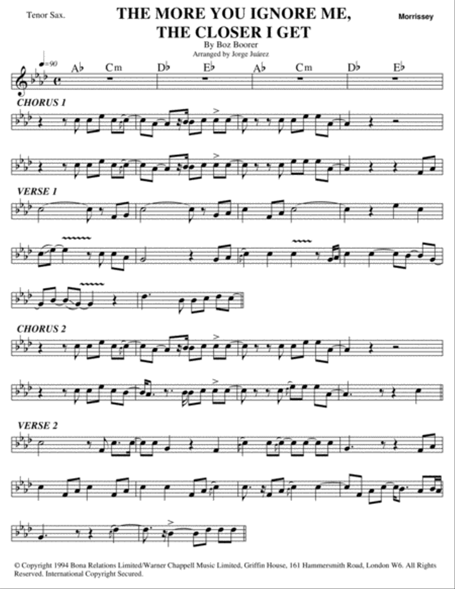 The More You Ignore Me, The Closer I Get Tenor Saxophone scores gallery preview page 1