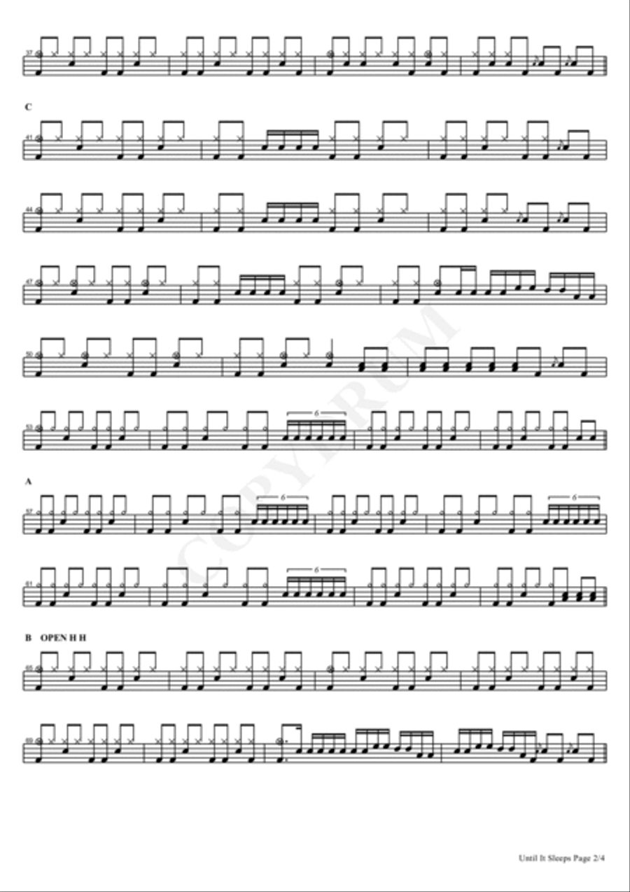 Until It Sleeps Drum Set scores gallery preview page 2