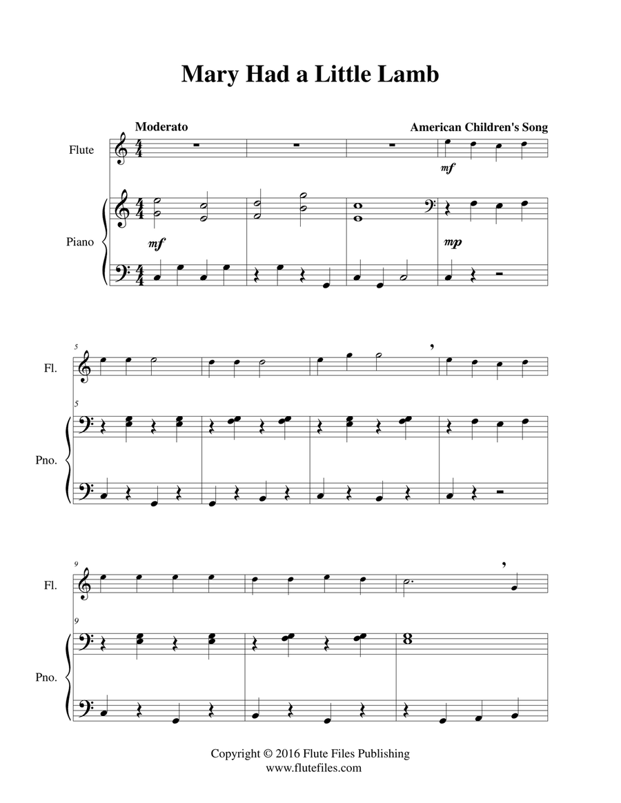 Mary Had a Little Lamb - Flute Solo Chamber Music scores gallery preview page 3