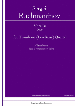 Book cover for Rachmaninov: Vocalise for Low Brass (Trombone) Quartet