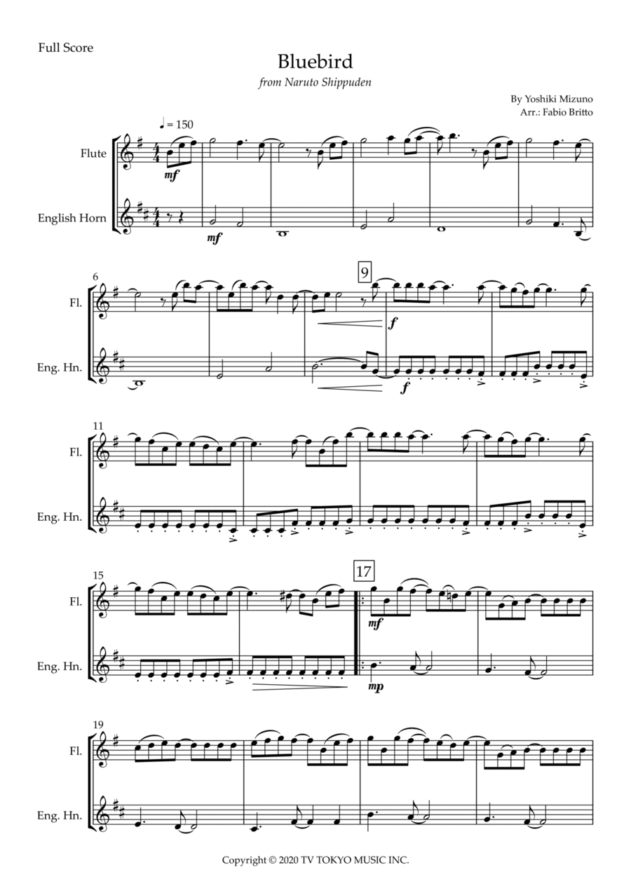 Ikimono Gakari's Blue Bird Woodwind Duet scores gallery preview page 1