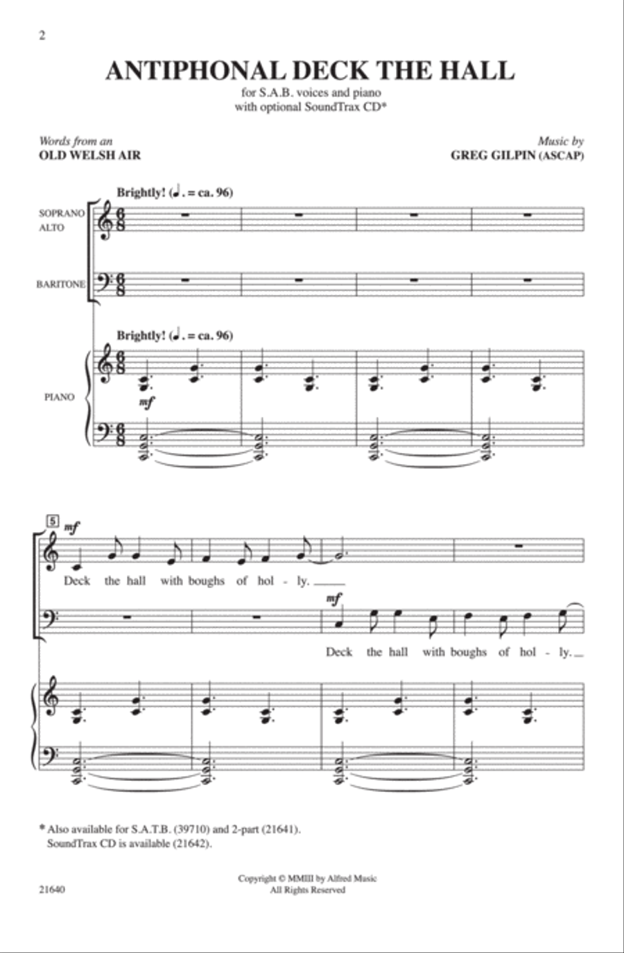 Antiphonal Deck the Hall Antiphonal Deck the Hall 3-Part scores gallery preview page 2