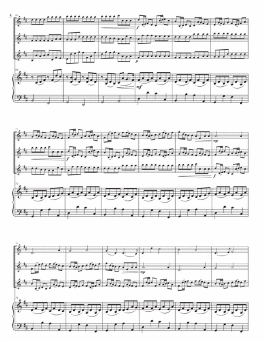 Canon in D, for three violins and piano Violin Solo scores gallery preview page 6