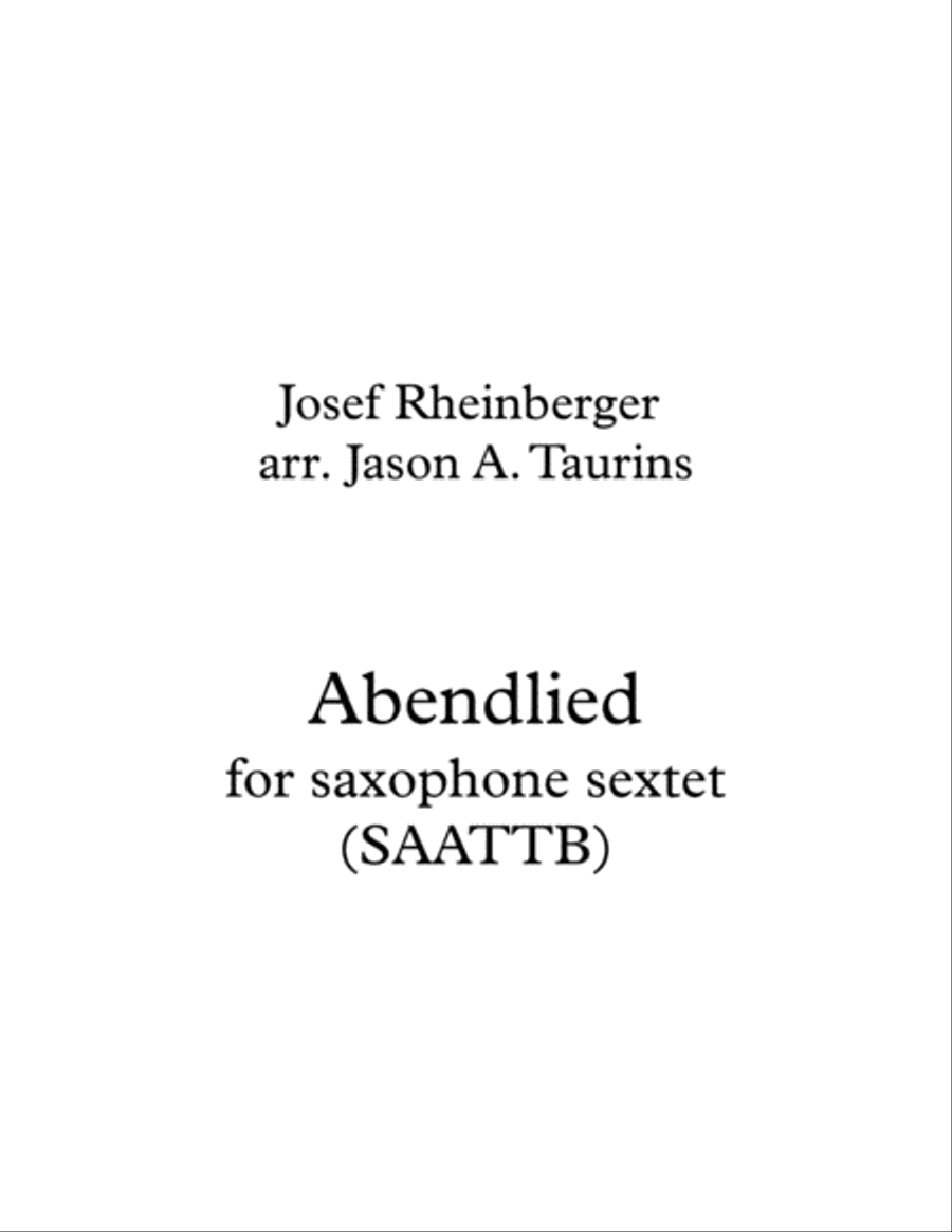 Abendlied for Saxophone Sextet (SAATTB) Woodwind Quartet scores gallery preview page 1