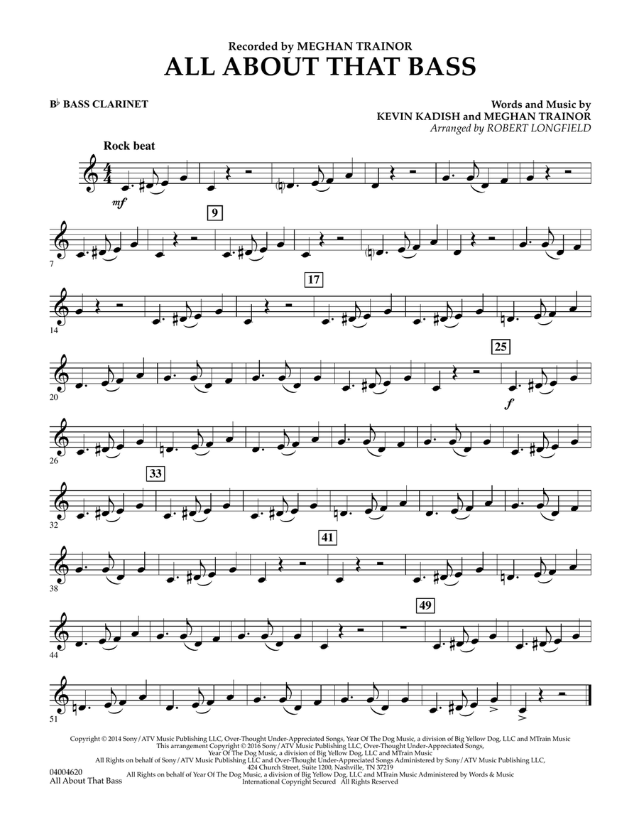 All About That Bass - Bb Bass Clarinet Concert Band scores gallery preview page 1