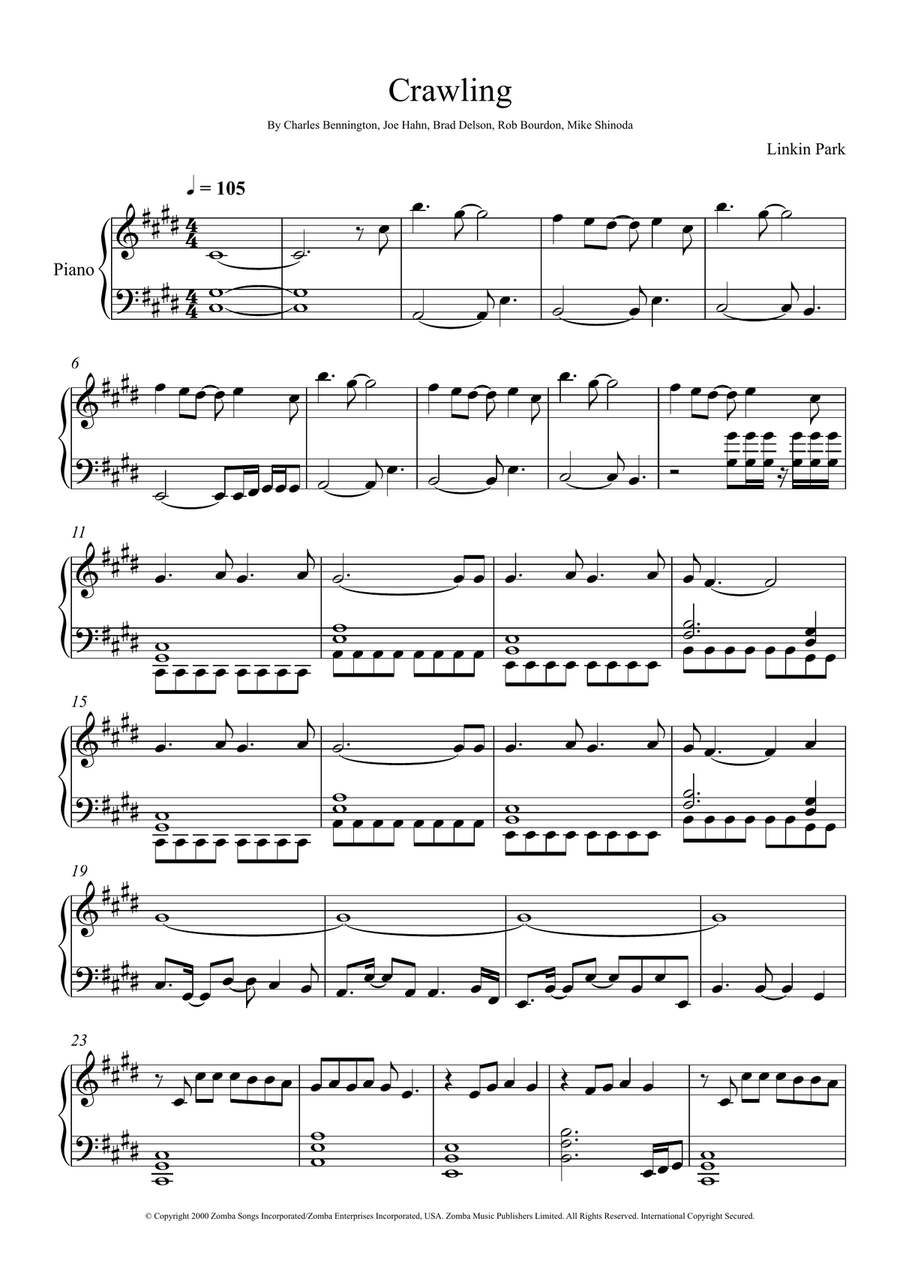 Crawling Easy Piano scores gallery preview page 1