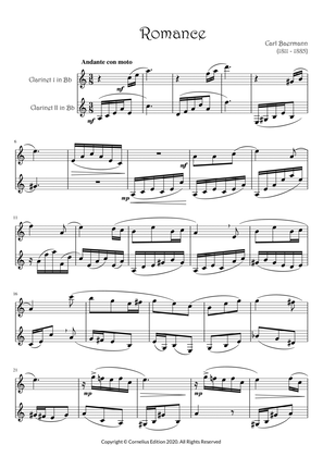 Book cover for Carl Baermann Op. 63 No 14. "Romance" for Clarinet duet