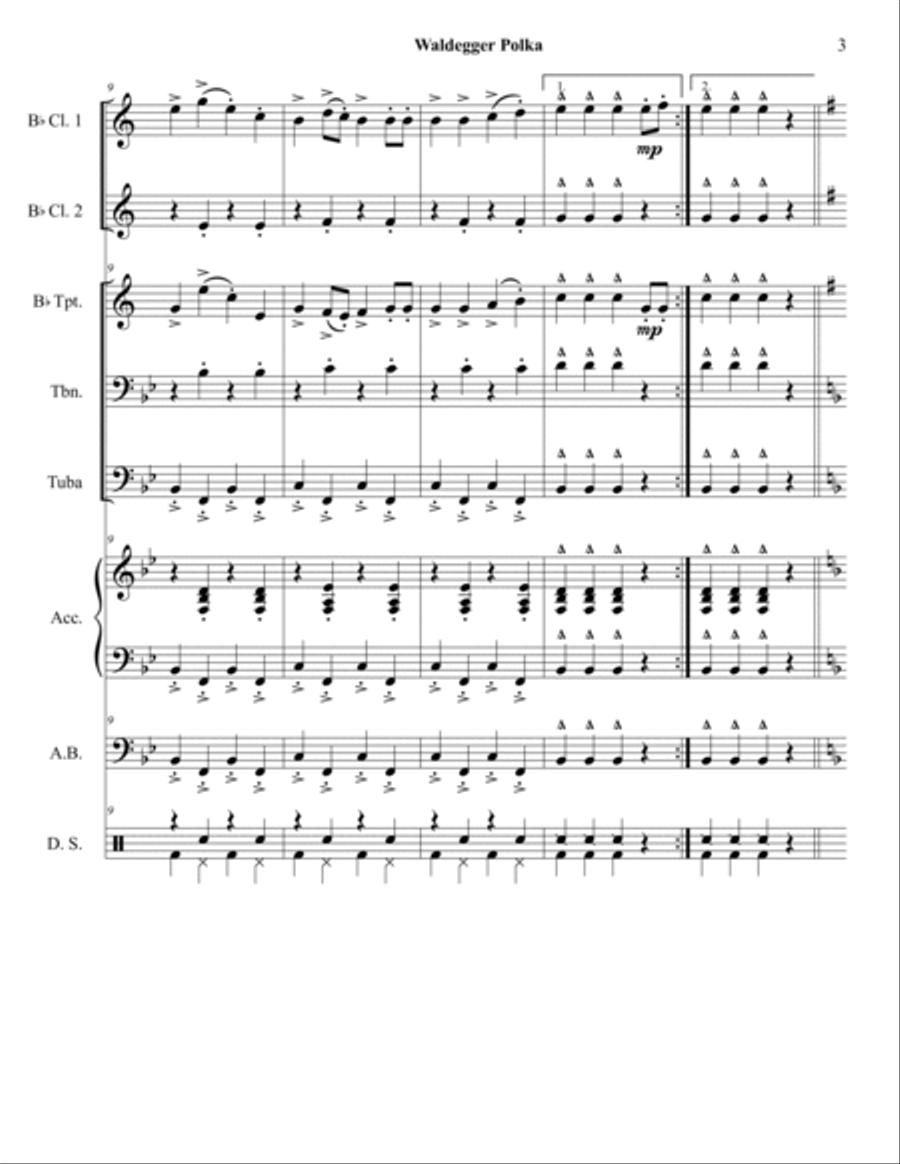 Waldegger Polka - German Band - Oktoberfest B-Flat Clarinet scores gallery preview page 4