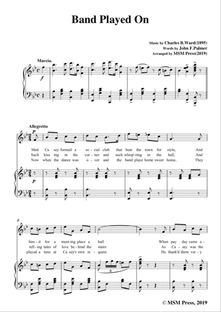 Charles B. Ward-Band Played On,in B flat Major,for Voice&Piano Voice scores gallery preview page 3
