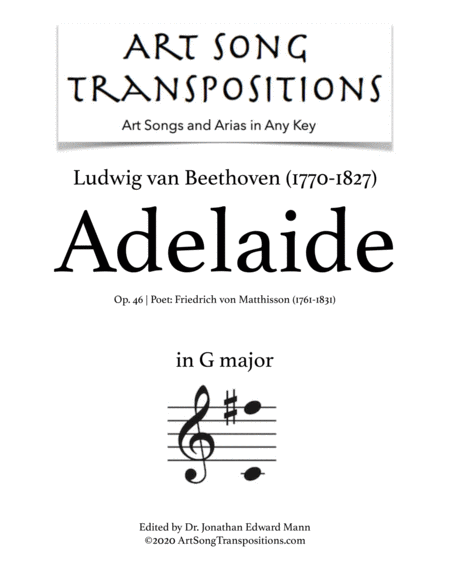 BEETHOVEN: Adelaide, Op. 46 (transposed to G major)