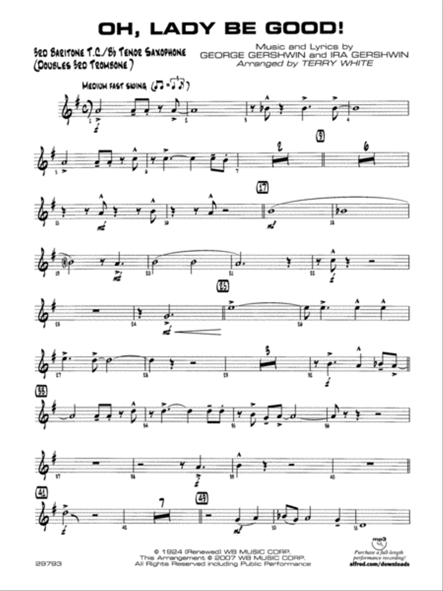 Oh, Lady Be Good!: 3rd Baritone T.C. Jazz Ensemble scores gallery preview page 1