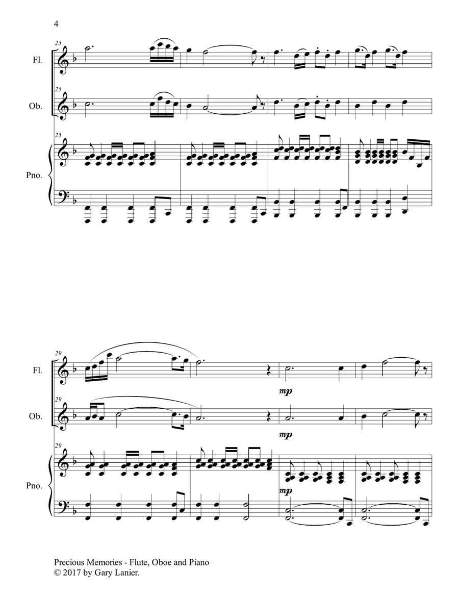 Precious Memories (Trio - Flute, Oboe & Piano with Score/Part) Woodwind Duet scores gallery preview page 5