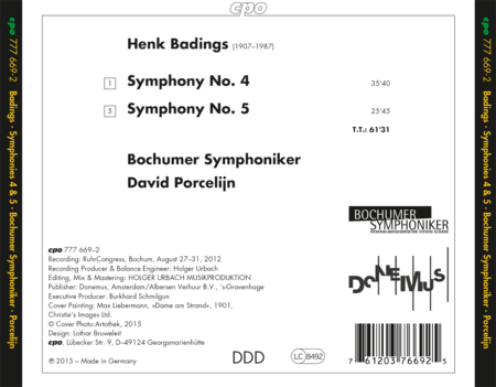 Henk Badings: Symphonies 4 & 5