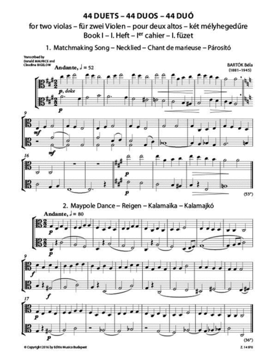 44 Duets for two violas