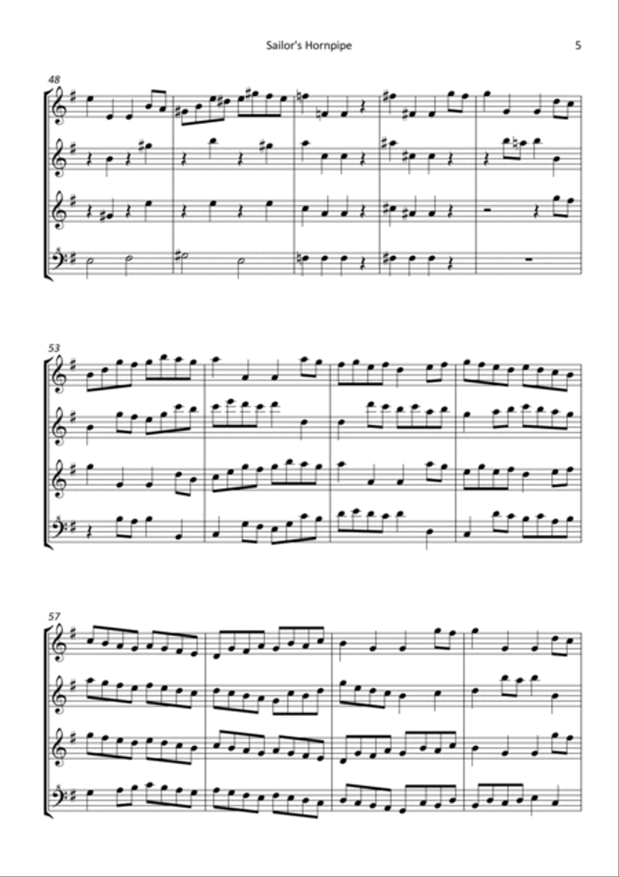Sailor's Hornpipe - arranged for recorder quartet Woodwind Quartet scores gallery preview page 5