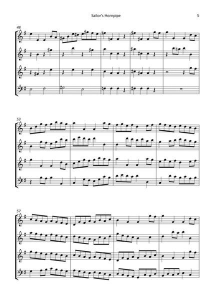 Sailor's Hornpipe - arranged for recorder quartet image number null